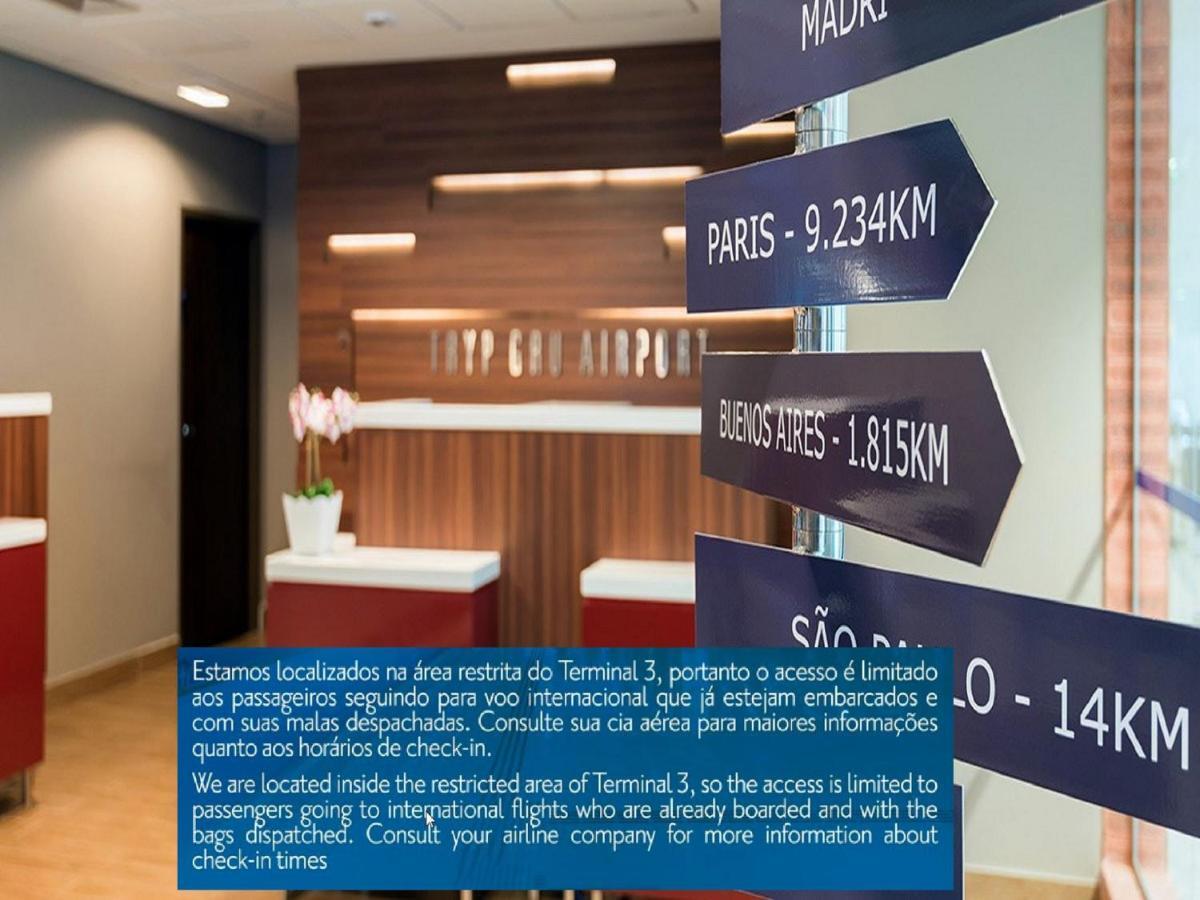 Tryp By Wyndham Sao Paulo Airport - Hotel De Transito Terminal 3 -Lado Ar - Area Restrita A Passageiros Ja Embarcados - Piso 1 Guarulhos Esterno foto
